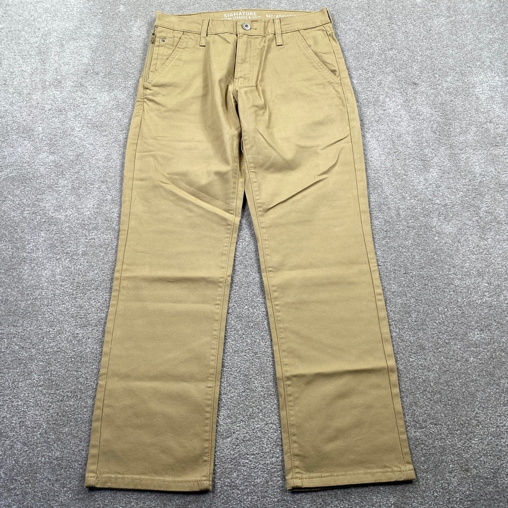 Levi Strauss Signature S67 Athletic Fit Khaki Chinos Men Size W29 L30